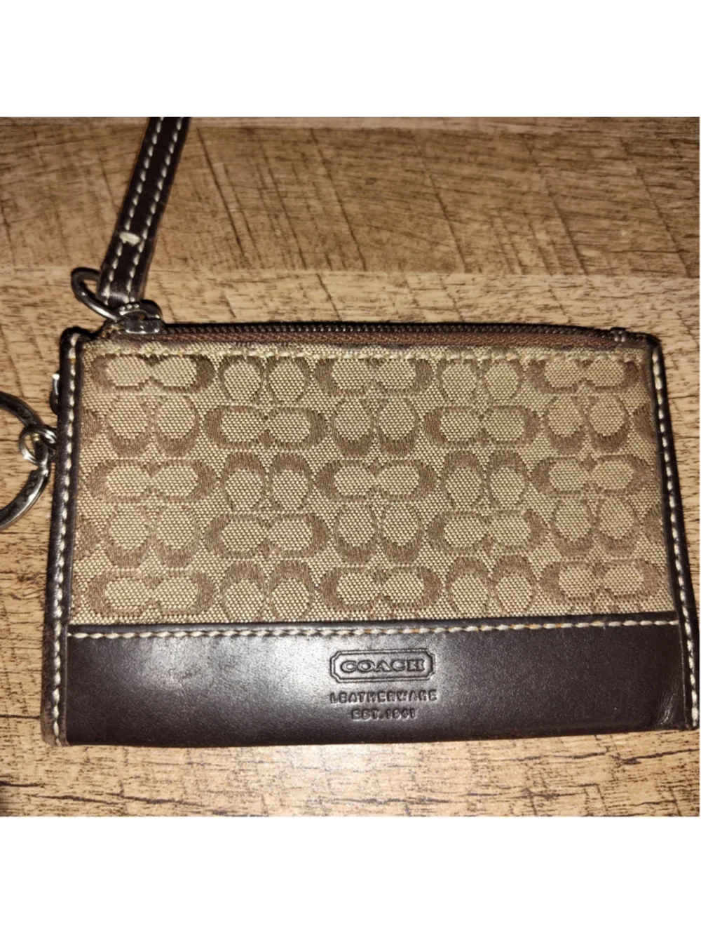 Women's Coach Signature Canvas Key & Card Holder One Size Brown/Beige